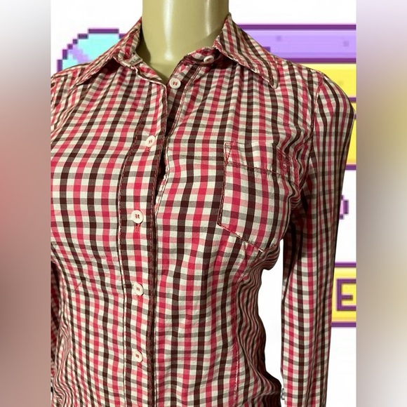 Guess Red Plaid Women's Button-Down Shirt - Picture 2 of 6